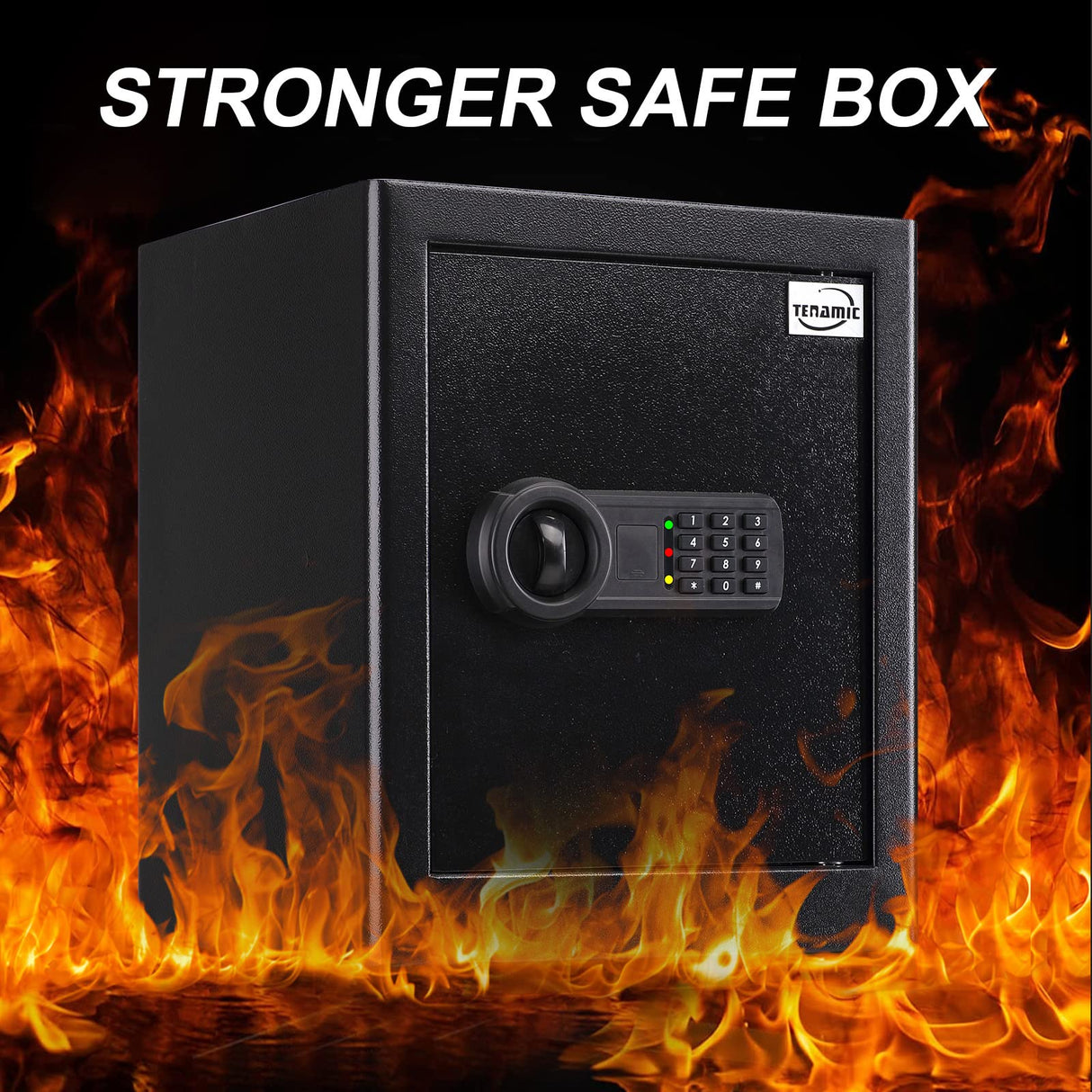 Tenamic Fireproof Waterproof Home Safe 2.0 Cuft - Keypad Large Lock Box Cabinet, Solid Alloy Steel for Office, Hotel - Black Tenamic