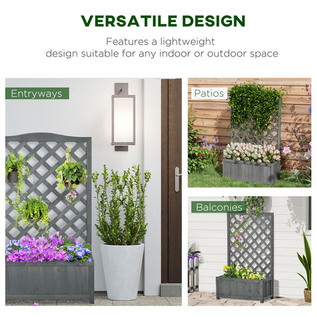 Outsunny Wooden Raised Garden Bed with Trellis, 46" Planter Box, to Grow Vegetables, Herbs, and Flowers for Backyard, Patio, Gray Outsunny
