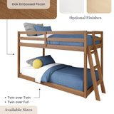 Grain & Grove Bear Twin Over Twin Bunk Bed, Low Bunk Bed Frame for Kids, Bunk with Ladder, Guardrail, and Slats, No Box Spring Required, Oak Embossed Pecan Grain & Grove
