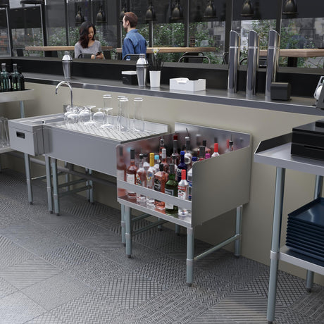 AmGood 22.5 in. x 24 in. x 33 in. Stainless Steel Four-Tier Liquor Display Rack AmGood