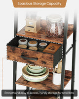 CHOEZON 5 Tier Ladder Shelf with Drawer, Tall Narrow Bookshelf with Storage, Industrial Ladder Bookshelf, Tall Corner Shelves for Living Room, Bedroom, Balcony, Rustic Brown and Black TCJ07BF CHOEZON