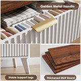 Garvee 9 Drawers Dresser for Bedroom, 60.6" Wide Dressers with Curved Profile Design, Fluted Wood Drawers with Gold Handle, Modern Chest of Dressers with Thickened Design for Living Room, White Garvee