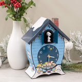 Mark Feldstein & Associates Peanuts Gang Snoopy Linus Lucy ICY Blue 17 x 9 Christmas Cuckoo Clock Mark Feldstein & Associates