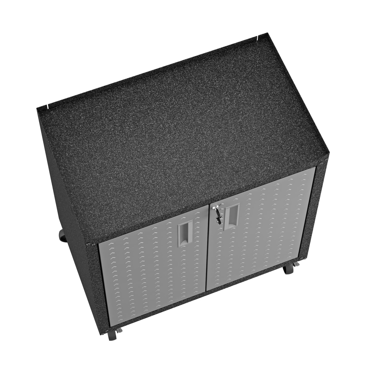 Manhattan Comfort Fortress Rolling 2 Door Garage Storage Cabinet, Black/Gray - WoodArtSupply