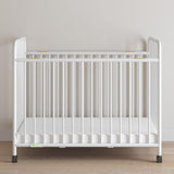 Child Craft Little Dreamer Metal Compact Folding Portable Crib with 2” Crib Mattress and 2 Easy Roll Locking Wheels, Durable Metal Construction, Easy to Clean (White) Child Craft
