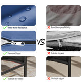 Temminkii 7 Piece Outdoor Dining Set, All-Weather Patio Furniture with Seat & Back Cushions, Conversation Sectional Sofa Set with Long Glass Coffee Table for Garden, Porch, Lawn, Blue Temminkii