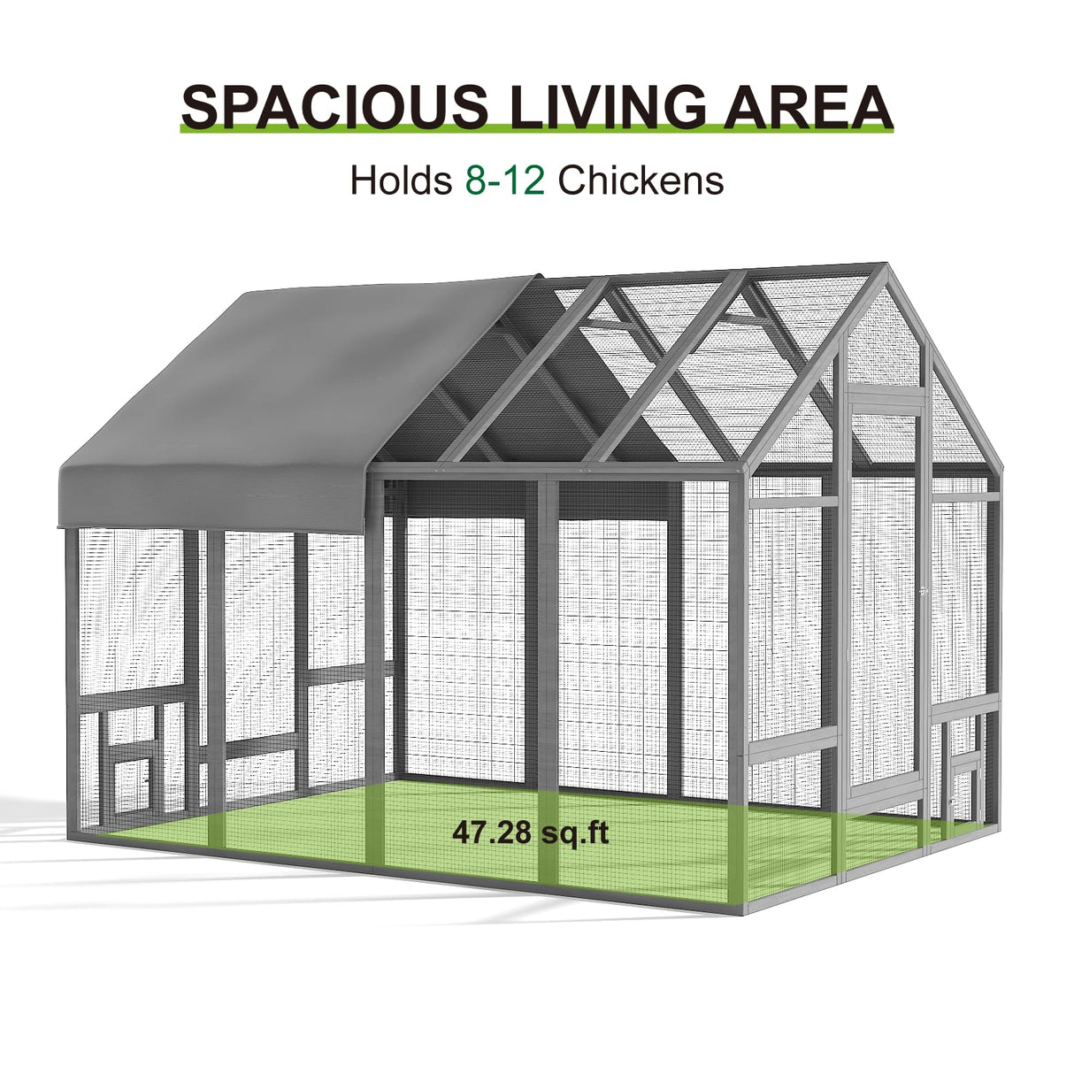 TRYKERPET Chicken Coop Large Wooden Chicken Run, Outdoor Walk in Poultry Cage Chicken Runs for Yard with Cover, Chicken House for Outside Farm Backyard (8' L x 5.9' W x 5.9' H) TRYKERPET