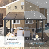 AECOJOY 8' x 8' Gazebo for Patio, Small Wall-Mounted Lean to Gazebo Pergola with Roof (64 Sq.Ft Shaded) on Clearance, Hard Top Heavy Duty Awnings for Decks, Backyard and More AECOJOY