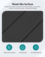 SERWALL HDPE Patio Coffee Table for Balcony, Deck, Black SERWALL