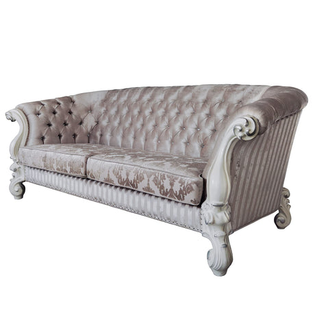 Acme Versailles Sofa with 7 Pillows in Ivory Fabric and Bone White ACME Furniture