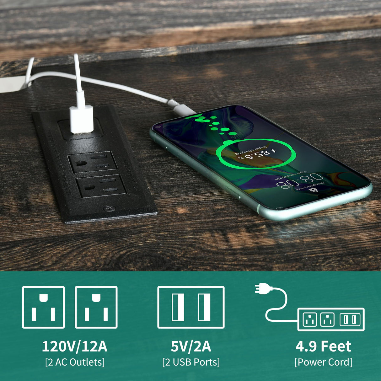 YITAHOME LED Farmhouse TV Stand for 65 Inch w/Outlets, Modern Entertainment Center with Glass Doors and Adjustable Storage Shelves, Media Console TV Cabinet for for Living Room, Dark Rustic Oak YITAHOME