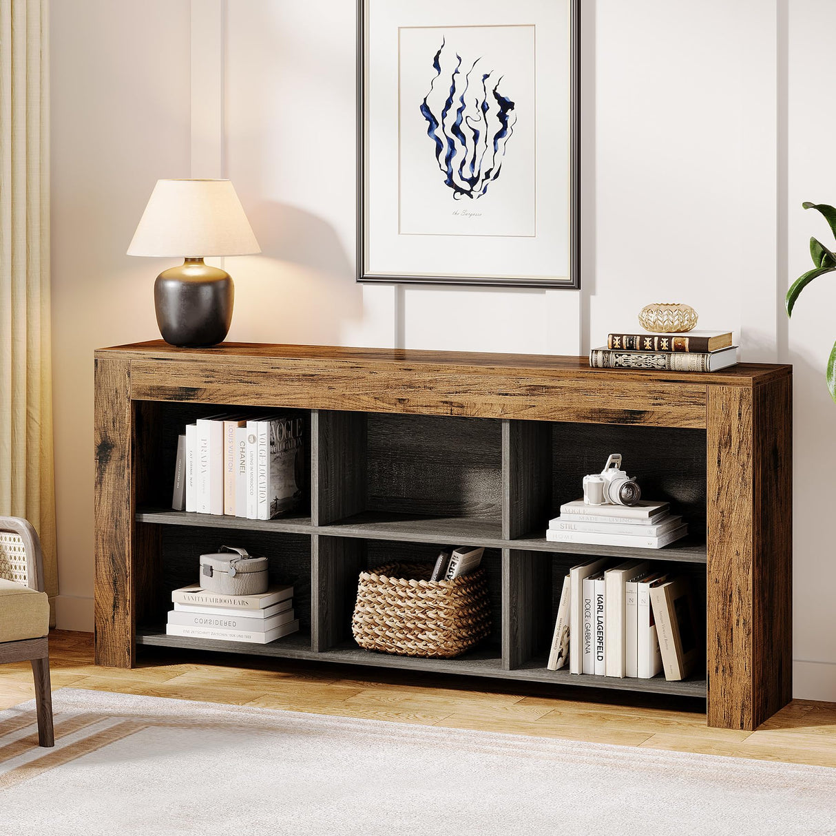 Tribesigns Industrial Rustic 6-Cube Horizontal Bookcase for Home & Office Tribesigns