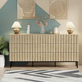 UEV 59" Long Fluted Dresser for Bedroom, Mid Century Wooden 9 Drawer Dresser, Accent Modern Chest of Drawers TV Stand for Bedroom, Hallway (Ivory White) UEV