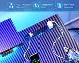 MOTPK L Shaped Gaming Desk with Power Outlet, Reversible Gaming Desk with Height Adjustable Monitor Stand, Gaming Computer Desk 43inch with LED Lights, Home Office Desk, Black MOTPK