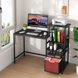 Sbanmao Computer Desk with Drawers and Storage Shelves, 47 Inch Home Office Desks with Mesh File Drawers Cabinet for Small Space,Gaming Study Writing Table for Bedroom,Black Sbanmao