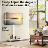 TVON Rolling TV Stand for 32 to 65 70 Inch TVs, Elegant Floor TV Stand with Wheels, Mobile TV Stand with 9 Levels of Height Adjustment for Optimal Viewing, White TV Stands for Living Room, Outdoor TVON