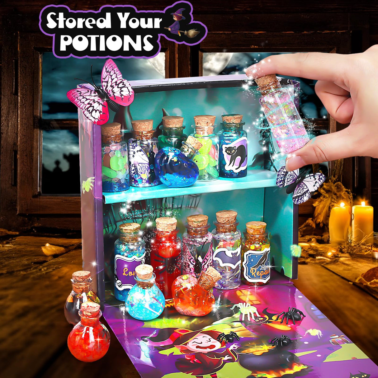 FAMOPLAY Mystery Potion Kit for Kids, Magic Mix Kit 18 Bottles, Witch Potion Making Kit, Magic Crystal Castlel, Halloween Decorations Birthday Gifts Toys for Boys and Girls Age 6 7 8 9 10+ FAMOPLAY