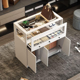 TAMUNE Armoire Bedroom Island Wardrobe Closet Island with Glass Drawer & 3 Doors, Island Glass Dresser Closet Island for Bedroom Cloakroom Store White (39.3”W x 19.6”W x 39.3”H) TAMUNE