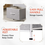 WLIVE Nightstand with 3 Drawers, Fabric Dresser, Organizer Unit, Storage Dresser for Bedroom, Hallway, Entryway, Closets, Sturdy Steel Frame, Wood Top, Easy Pull Handle, Light Grey WLIVE