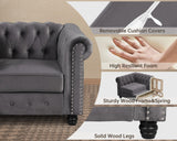 Morden Fort Classic Chesterfield Sofa Set 82'', Tufted Sofa Couch Set with Solid Wood Legs Thick Cushion, Pet-Friendly 3-Seater Sofas Couches for Living Room Bedroom Apartment - Velvet Grey Morden Fort