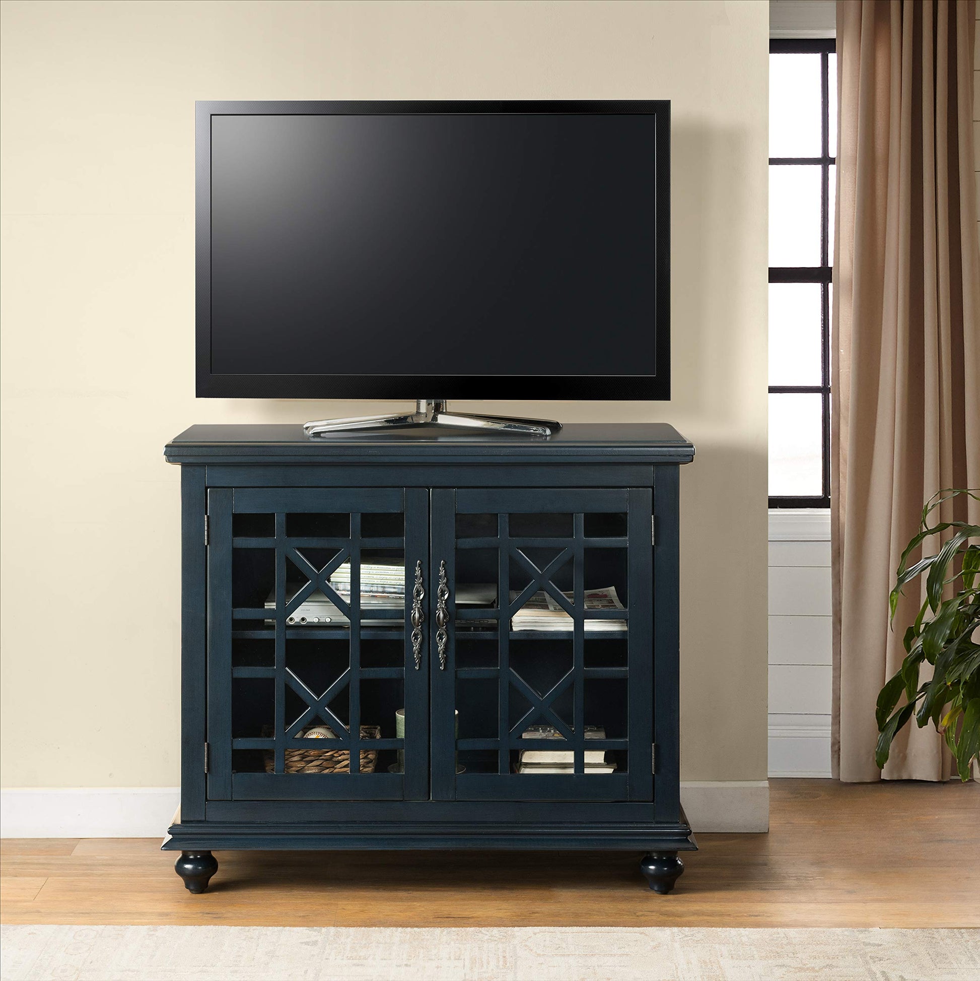 Martin Svensson Home Avalon Small Spaces Accent Cabinet TV Stand, 38" W x 32" H Catalina Blue - WoodArtSupply