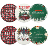 Christmas Placemats Set of 6 Faux Leather Washable Dining Table Mats 13Inch Round Heat Resistant Wipeable Waterproof Placemats for Holiday Parties Dinner Home Kitchen Decor Winter Truck Xmas Tree Mats Lucomb