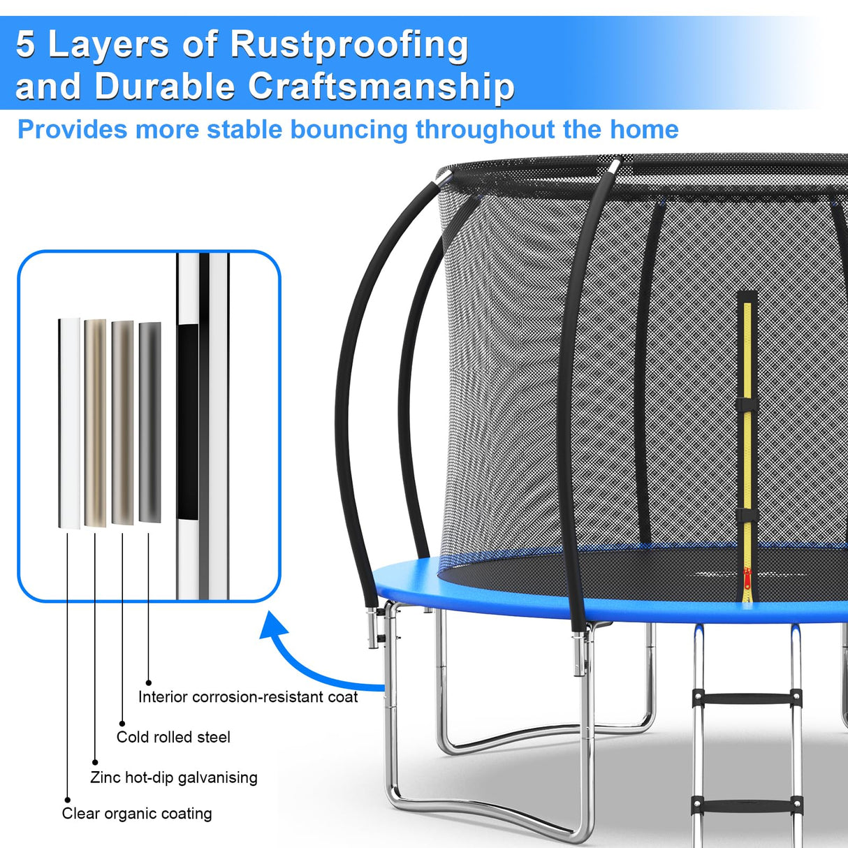 Simple Deluxe Trampoline for Kids with Safety Enclosure Net Wind Stakes 400LBS Weight Capacity 12FT Blue Inside Net Simple Deluxe