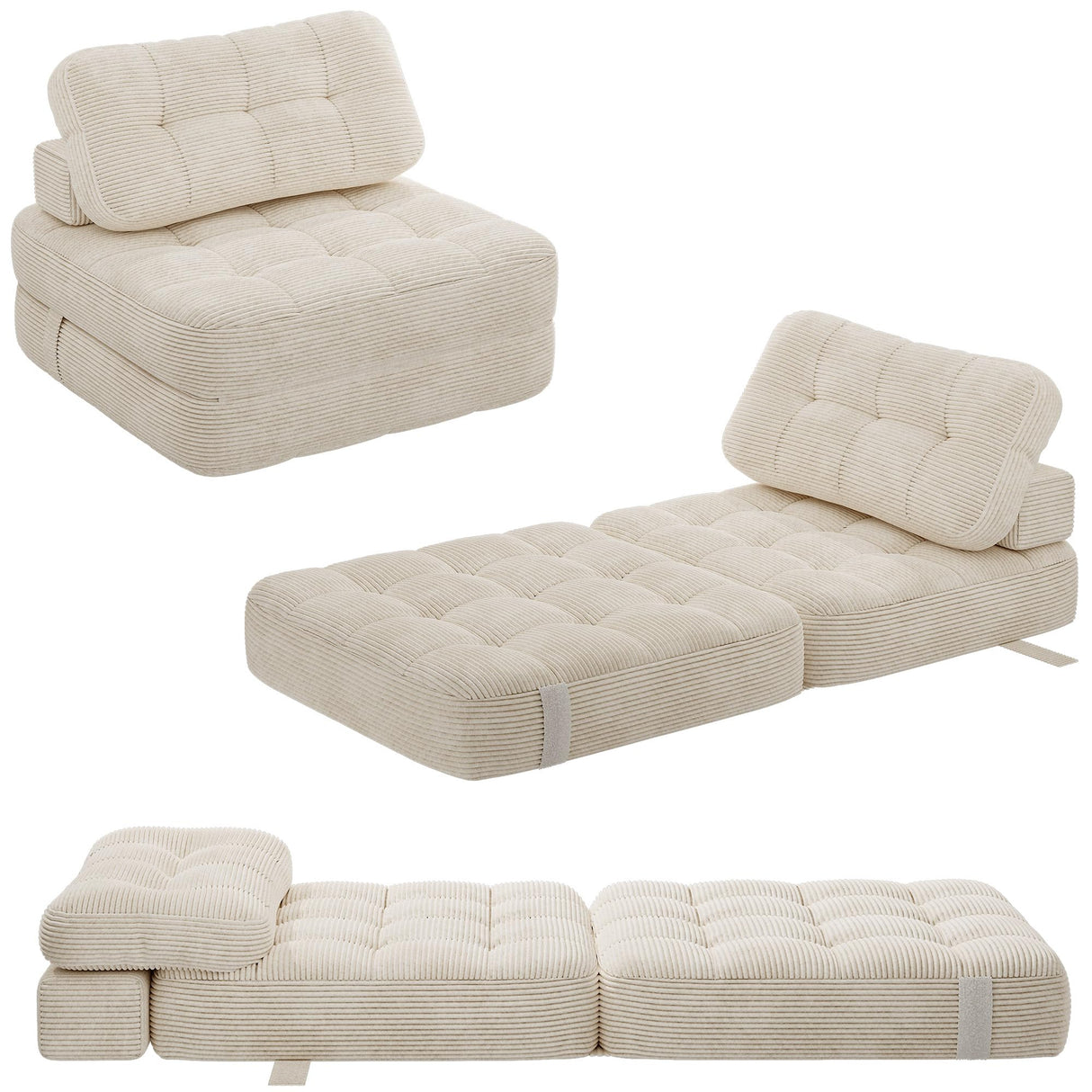 YITAHOME Folding Sofa Bed, Convertible Sleeper Chair with Pillow Foldable Mattress with Back Support, Portable Fold Out Chair Bed Comfy Floor Sofa Lounge for Living Room Bedroom, Beige YITAHOME