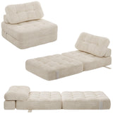 YITAHOME Folding Sofa Bed, Convertible Sleeper Chair with Pillow Foldable Mattress with Back Support, Portable Fold Out Chair Bed Comfy Floor Sofa Lounge for Living Room Bedroom, Beige YITAHOME