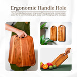 VieWood Acacia Wood Cutting Board with Juice Groove, Hanging Hole & Grip Handle for Meat, Vegetables and Cheese, Knife Friendly, Caperci Better Wood Chopping Board VieWood