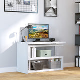 HOMCOM 360 Degree Rotating Corner Computer Desk, L Shaped Desk, Home Office Workstation with 3-Tier Storage Shelves, White HOMCOM