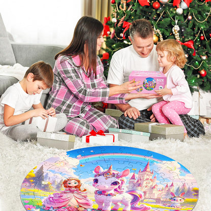 DIGOBAY Floor Puzzles for Kids Ages 4-6, 70 Pieces Large Round Unicorn Princess Floor Puzzle Unicorn Jigsaw Puzzle Toy for 3 4 5 6 Toddler Girls - Educational Christmas, Birthday Gift