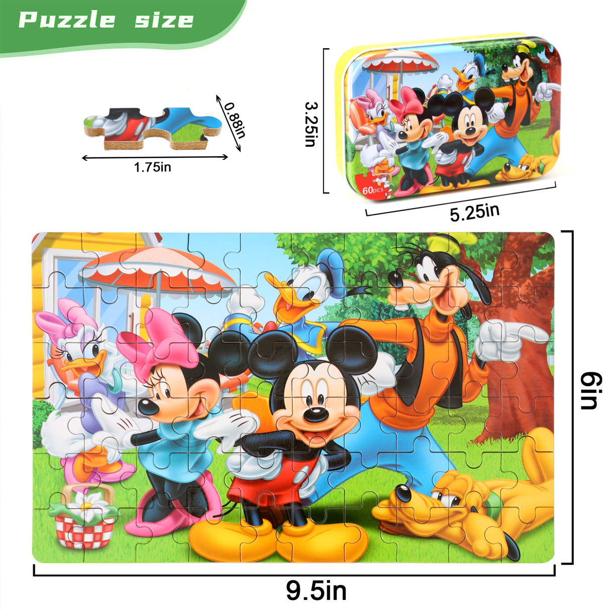 MZZOTOY Puzzles for Kids Ages 4-8, 60 Piece Puzzles for Kids Ages 3-5 in a Metal Box Girls and Boys Learning Educational Jigsaw Puzzle Toys Gifts MZZOTOY