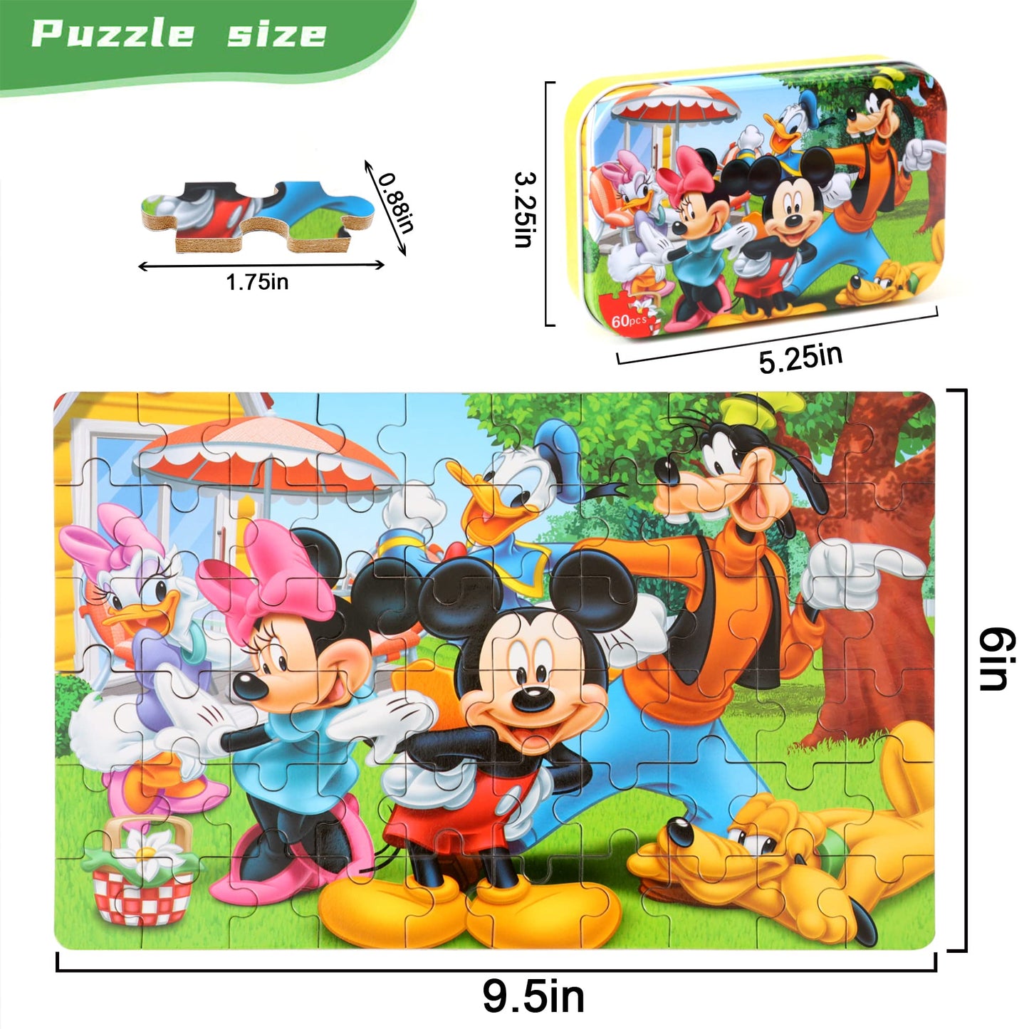 MZZOTOY Puzzles for Kids Ages 4-8, 60 Piece Puzzles for Kids Ages 3-5 in a Metal Box Girls and Boys Learning Educational Jigsaw Puzzle Toys Gifts