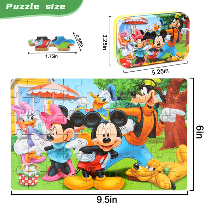 MZZOTOY Puzzles for Kids Ages 4-8, 60 Piece Puzzles for Kids Ages 3-5 in a Metal Box Girls and Boys Learning Educational Jigsaw Puzzle Toys Gifts