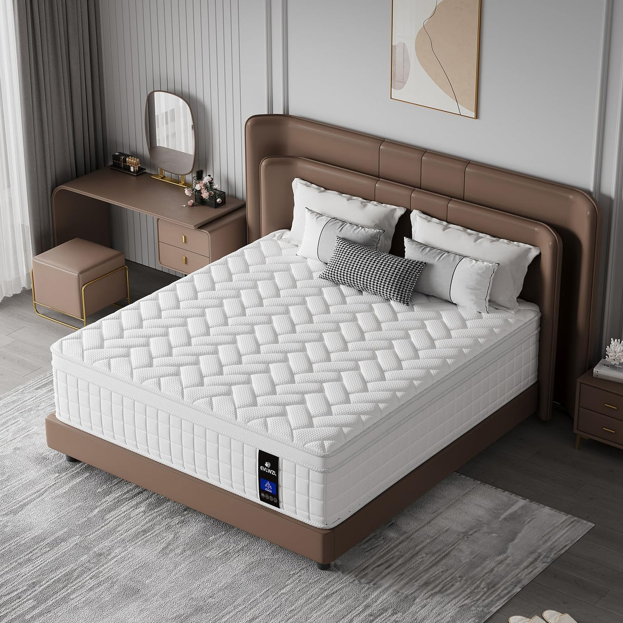 EVLWZL Twin Mattress, 14 Inch Twin Size Mattress in a Box with Memory Foam Hybrid, Individual Pocket Spring for Provide Support and Improve Sleep,Medium Firm EVLWZL