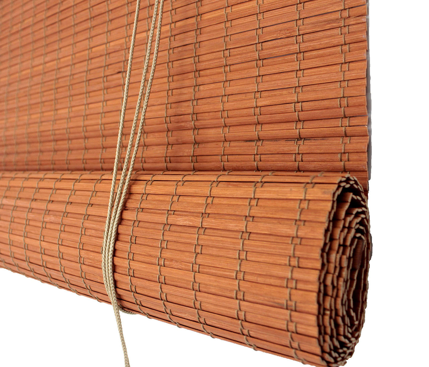 Bamboo Flat-Weave Roll Up Blind – 60-Inch Wide x 66-Inch Long in Amber Honey by Seta Direct - WoodArtSupply