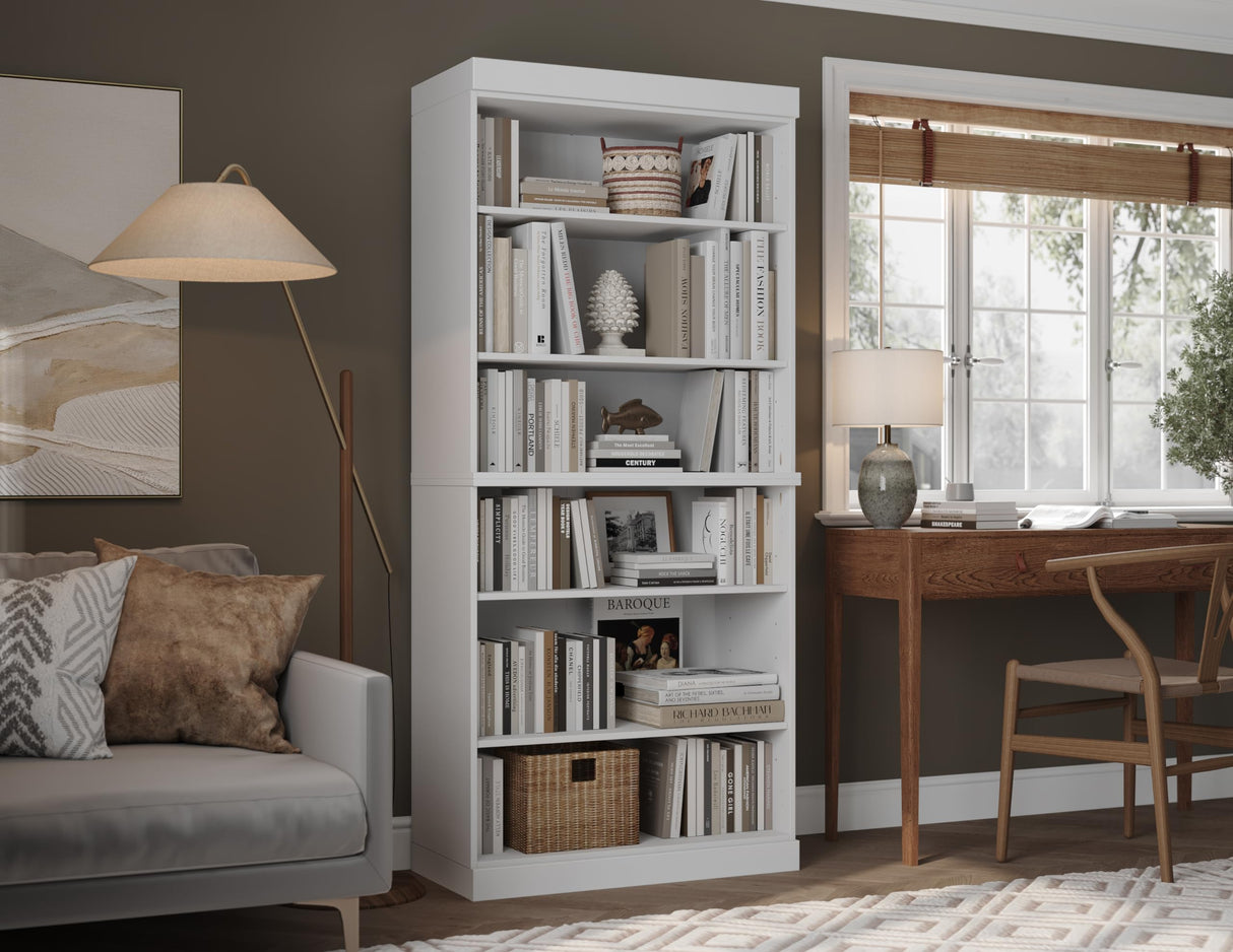 Palace Imports Solid Wood Bookcase - Stackable Modular 6 Tier Bookshelf - 71.5" Tall x 32" Wide - White Book Shelf, Open Display Shelf for Living Room, Office, 100% Eco-Friendly Wood, Made in Brazil Palace Imports