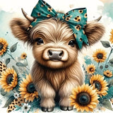 Diamond Art Painting Kits for Adults, Cow 5D Diamond Painting Dots Art Kits for Adults Beginner, DIY Highland Cow Full Round Gem Crystal Art Paint by Diamond, Home Wall Decor 12 x 12 in BYGFHLYW