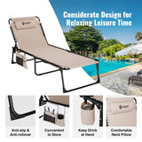 VILLEY Oversize Chaise Lounge Outdoor, Heavy-Duty Folding Lounge Chair for Outside, Portable Trifold Beach Lounger with 5 Adjustable Positions for Outdoor, Patio, Beach, Lawn, Backyard, Camping -Beige VILLEY