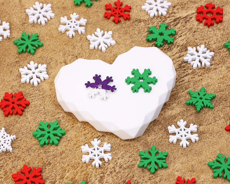 PPhtony 80PCS Snowflake Decorations Wood Slices Ornaments Christmas Cutouts Buttons Tags for Xmas Tree Hanging Painting DIY Crafts Projects Gifts Bags Holiday Party School Home Activity,20MM,Mix Color PPhtony