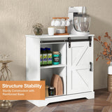 Panana Sliding Barn Door Buffet Sideboard Storage Cabinet Coffee Bar Kitchen Farmhouse Style (White) Panana
