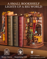 Rolife DIY Book Nook Kit Silent Corner Study, 3D Puzzles Creative British Bookend Bookshelf Decor for Adults, Tiny House Miniature Kits Model Building Kits, DIY Crafts/Gifts for Teens & Book Lovers Rolife