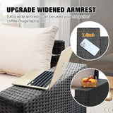 JOYURE 7 Pieces Patio Furniture Set All-Weather Outdoor Wicker Sectional Conversation Sofa Rattan Patio Seating Sofa with Cushion and Glass Table and Ottoman for Porch Poolside,Beige JOYURE