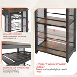 Expandable Rustic Brown Bar Table and Chair Set with Wine Rack and Adjustable Storage Shelves by Bestier Bestier