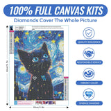 SANYUN Cat Diamond Art Kits for Adults,Starry Night Diamond Painting Kits, Animals Paint by Diamonds Pictures for Beginners Teenagers,Perfect for Home Office Decor 12x16 inch SANYUN