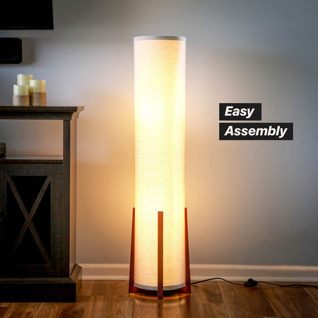 Brightech Parker Paper Lantern Floor lamp, 48 Inch Tall Lamp with Wood Frame, Asian Design for Bedroom, Decorative Tower Shade Lamp for Living Rooms & Offices, Great Living Room Décor Brightech