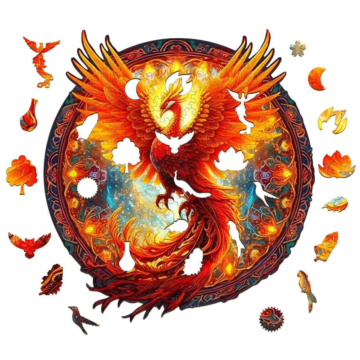 KAAYEE Wooden Jigsaw Puzzles-Wooden Puzzle Adult Unique Shape Advanced Phoenix Wooden Jigsaw Puzzle for Adult, Family Puzzles 11.8 * 10.9in 200pcs KAAYEE