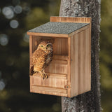 Owl House Wooden Building Kit for Adults Prebuilt Owl Box for Outside Premium Wooden Bird House Kit with Owl Box Cedar Shavings&Screws Included Owl Nesting Box,Barn Owl,Screech Owl Houses HHWODB