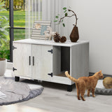 TaoHFE Litter Box Enclosure Cat Litter Box Furniture Hidden With Cat Scratch Pad Decorative Farmhouse Wooden Hidden Litter Box Cat House Litterbox Furniture Cat Box Furniture Litter Box Cabinet (Pine) TaoHFE